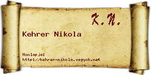 Kehrer Nikola névjegykártya